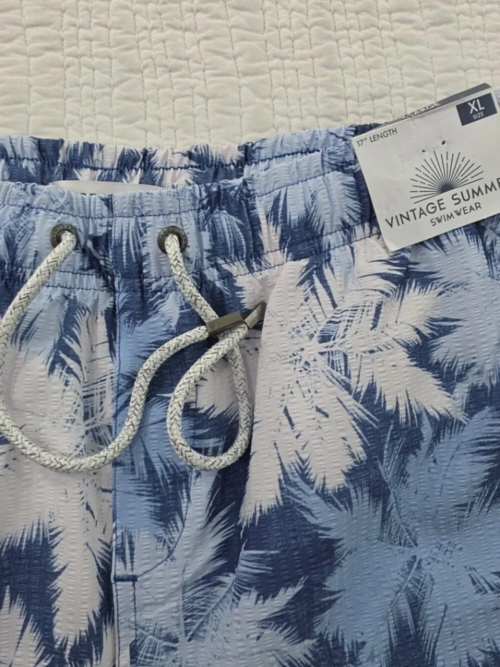 The Endless Summer Swim Trunks Shorts Mens XL Blue Tropical Elastic Waist‎ NWT